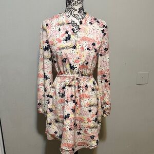 Maison Jules Floral Print Midi Dress - Pink and Black